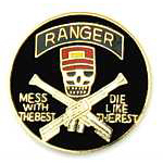  Ranger skull & rifles Mil Hat Pin