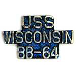 USS Wisconsin Script Mil Hat Pin USS Wisconsin Script Mil Hat Pin