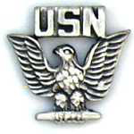  USN script over Eagle – small Mil Hat Pin