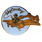  Sky Cowboy Air Plane Nose Art Mil Hat Pin