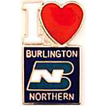 I Love Burlington Northern RR Hat Pin I Love Burlington Northern RR Hat Pin